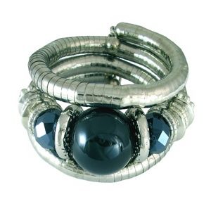Silver & Dark Blue Chunky Wrap Bracelet NWT